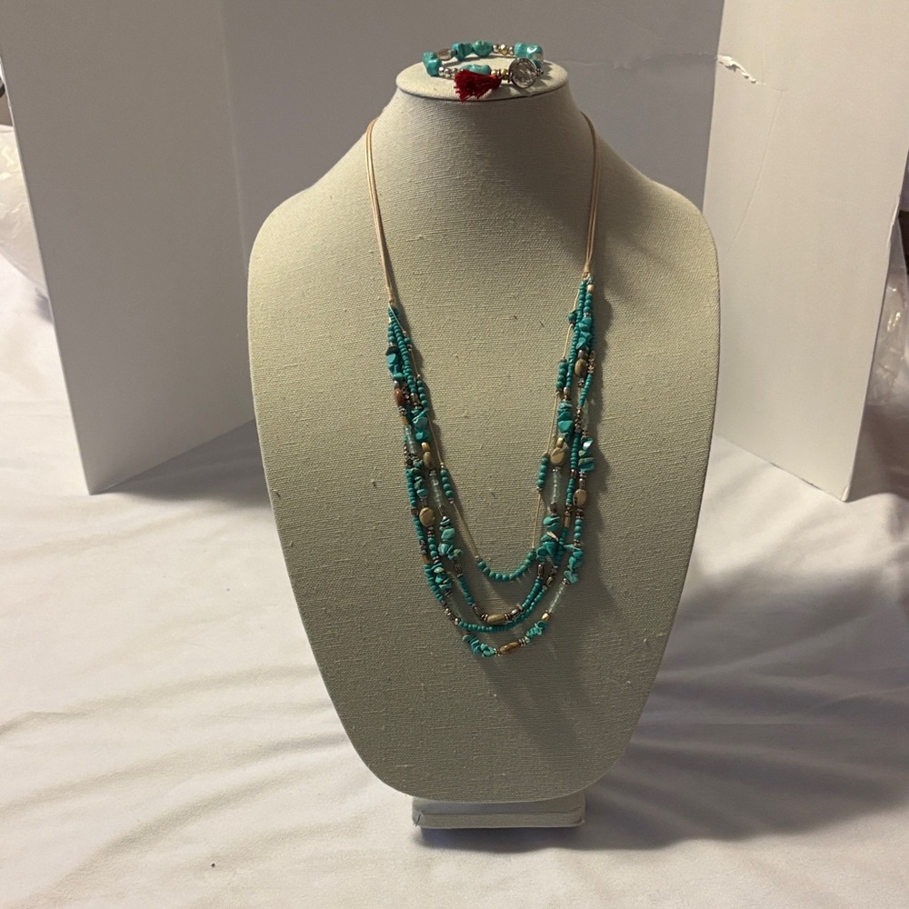 JJill Turquoise Beaded Necklace and Bracelet Set